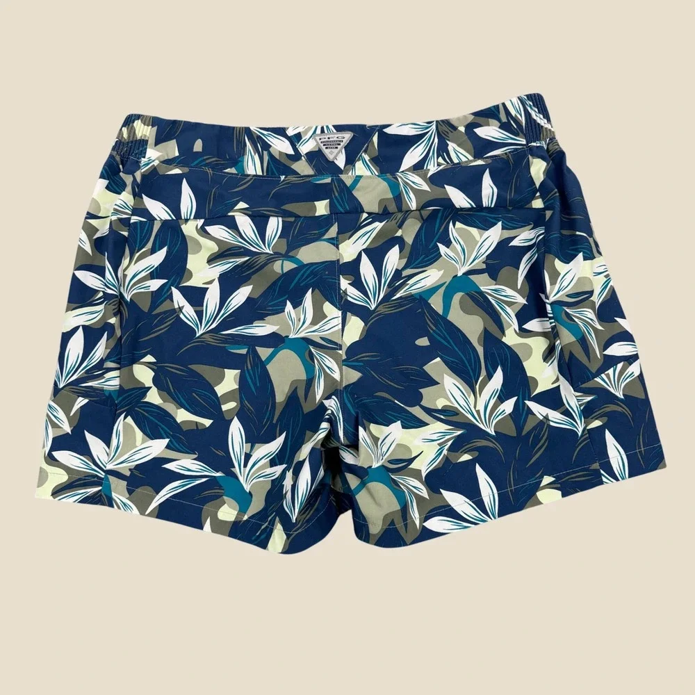 Columbia PFG Womens Tropical Floral Camo Fishing Shorts Navy Blue FL0116 Large